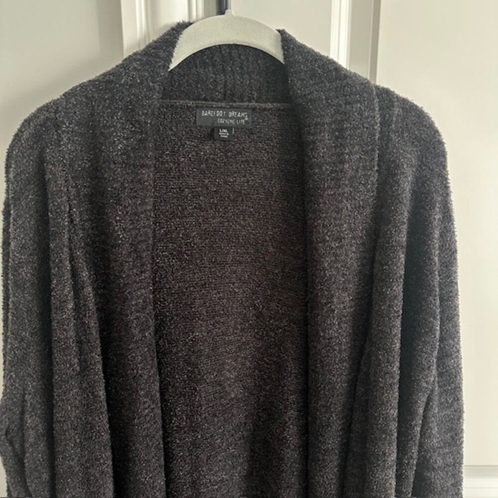 Barefoot Dreams Cozychic Lite Open Cardigan Size: L/XL Carbon Gray - Picture 4 of 10